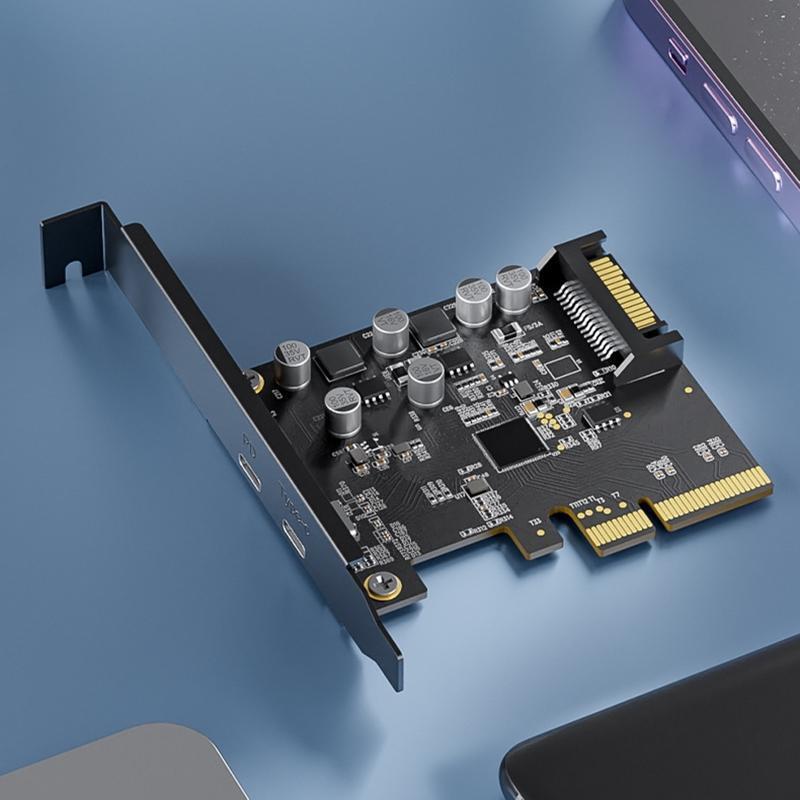 USB 3.2 PCIE 20Gb Riser Adapter PCI Express to Type C DP 20W Converter Expansion