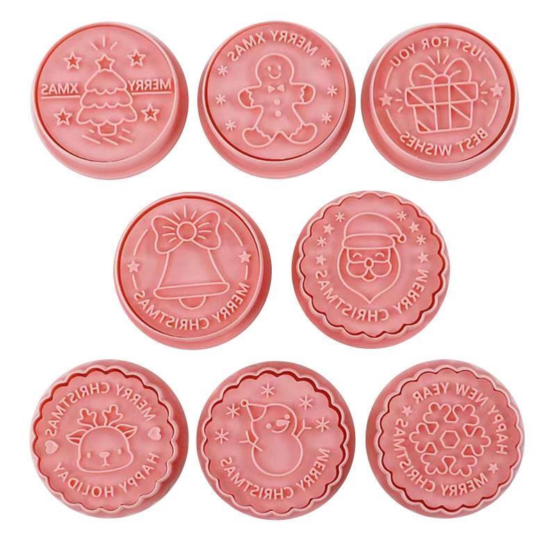 8 Pcs Christmas Cookie Cutters Cookie Stamps Santa Deer Snowflake Biscuit Mold