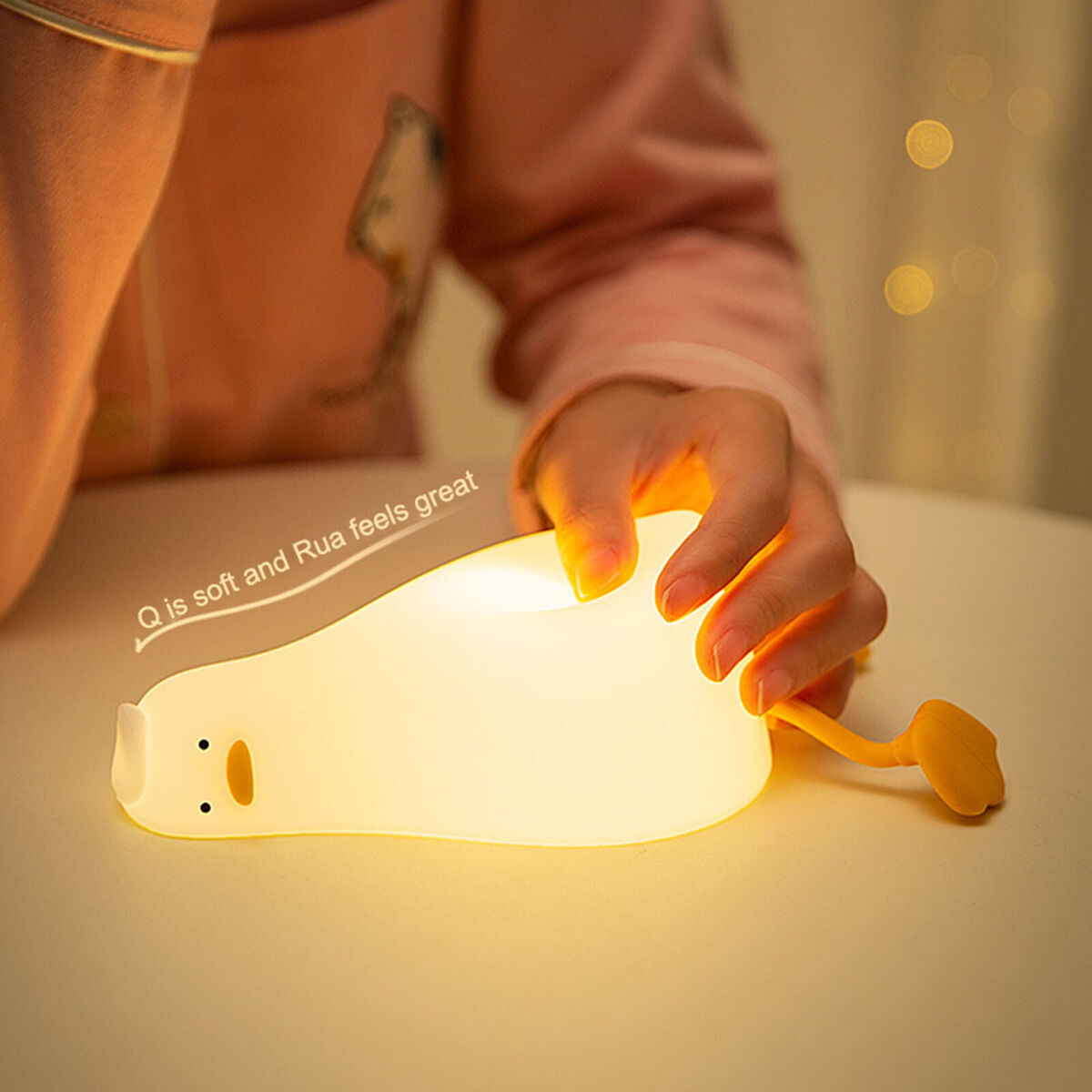 LED Night Light - Lying Duck Bedside Nursery Touch Lamp for Kids (Yellow)