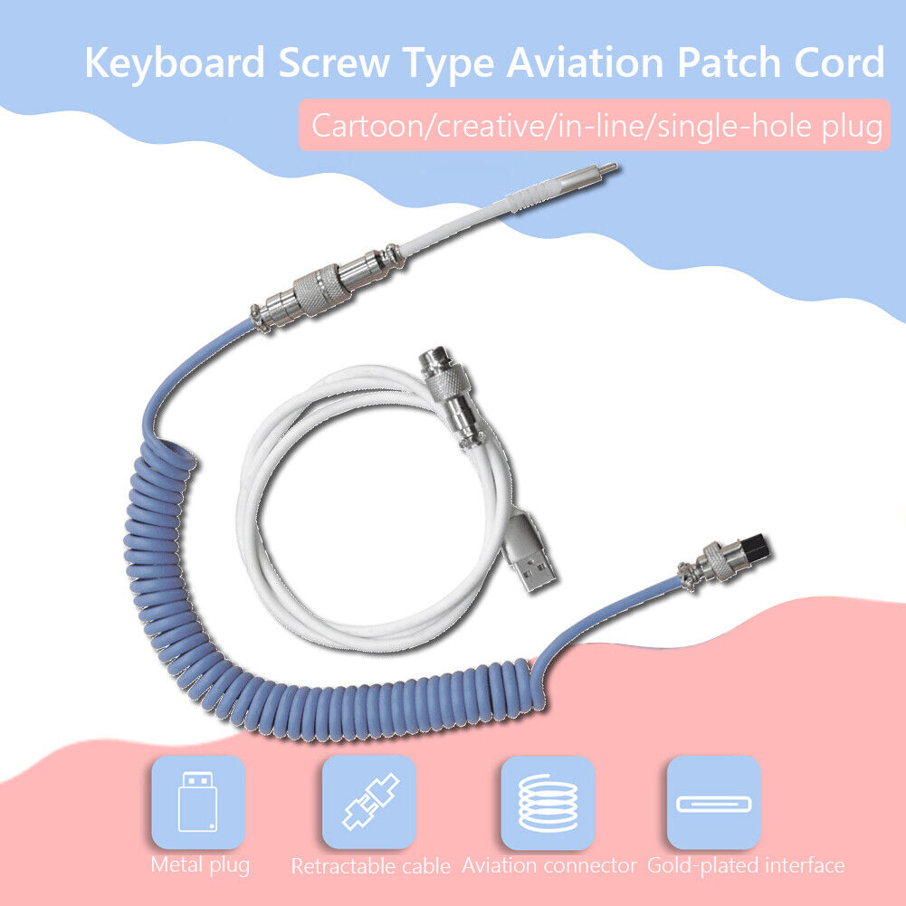 Ajazz AL60 Mechanical Keyboard Aviator Cable Coiled Type-C USB Wire (Blue)