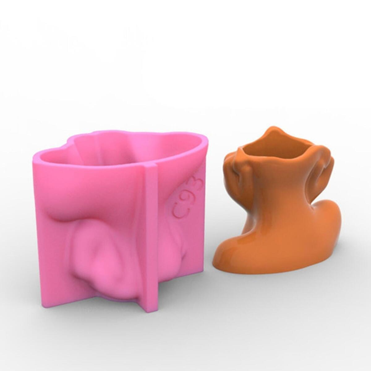 Head Silicone   Plaster Clay Flower Pot Moulds Decoration DIY