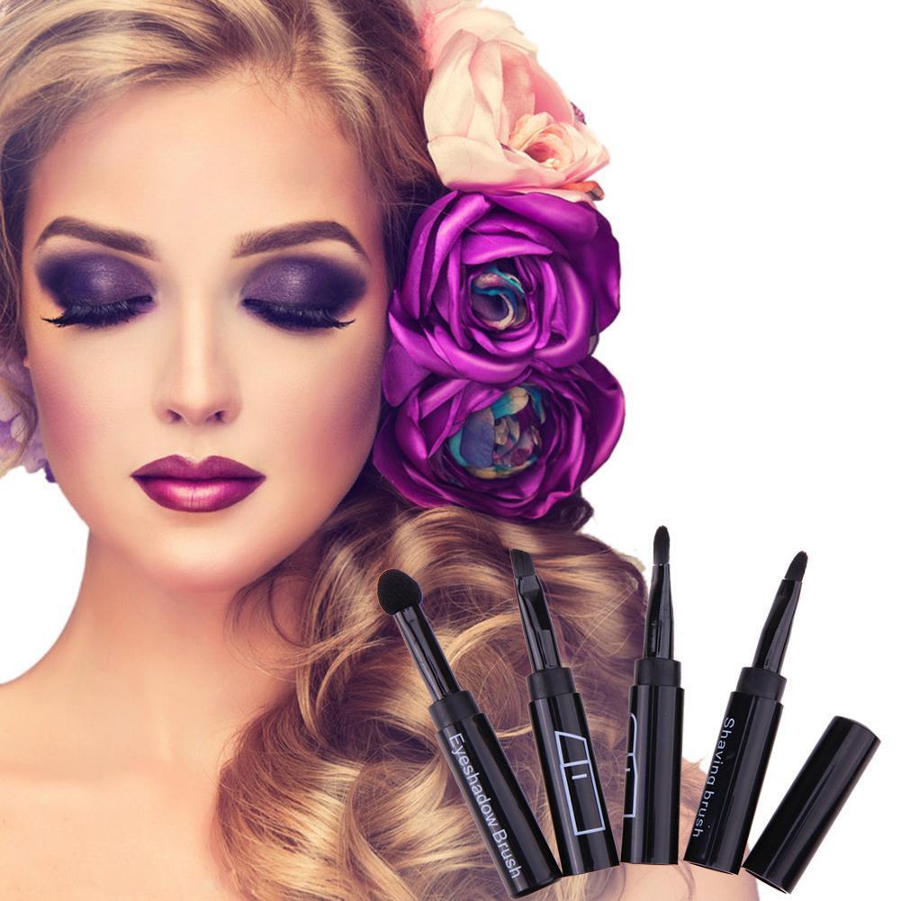4 in 1 Portable Retractable Makeup Brush Lipbrush Eyeliner Brush for Travel