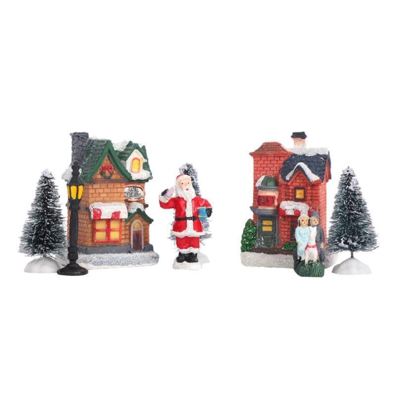 Mini Christmas Ornaments 10 Pcs Village Adornment for Christmas Crafts Set