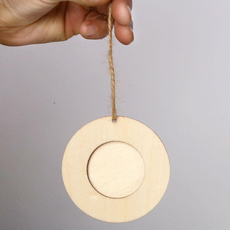 10pcs/set Wooden Mini Round Photo Frame Hanging Crafts DIY Handmade With Ropes