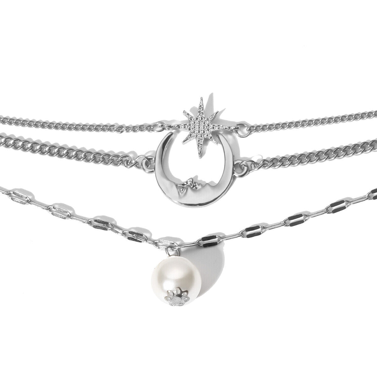 3 Layered Leg Chain Summer Moon Star Beach Women Anklet Ankle Bracelet Bohemian