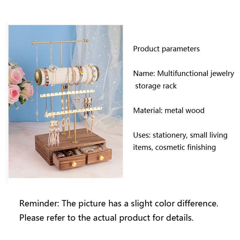 Jewelry Organizer Wooden Jewelry Drawer Storage Box 4 Tier Jewelry Tree Stand