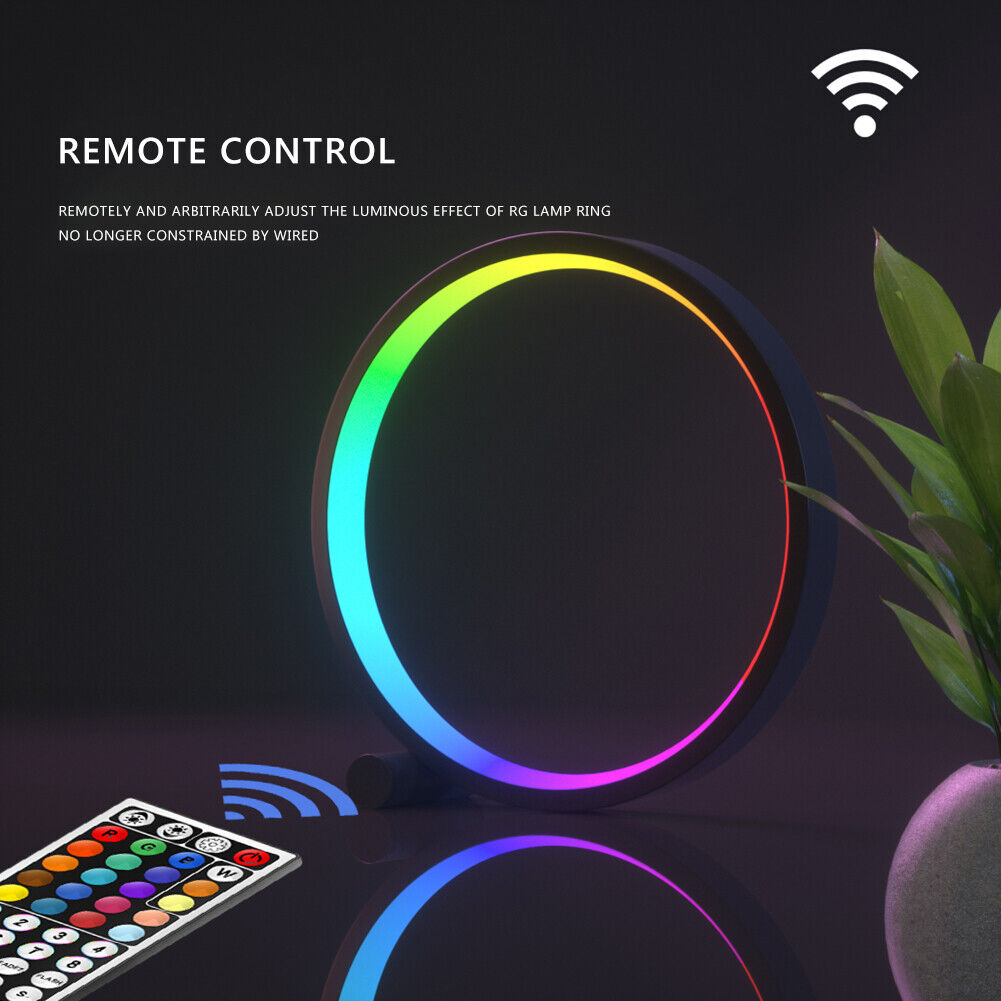 LED Ring Night Light RGB Remote Control Bedroom Table Lamp Lighting Fixture