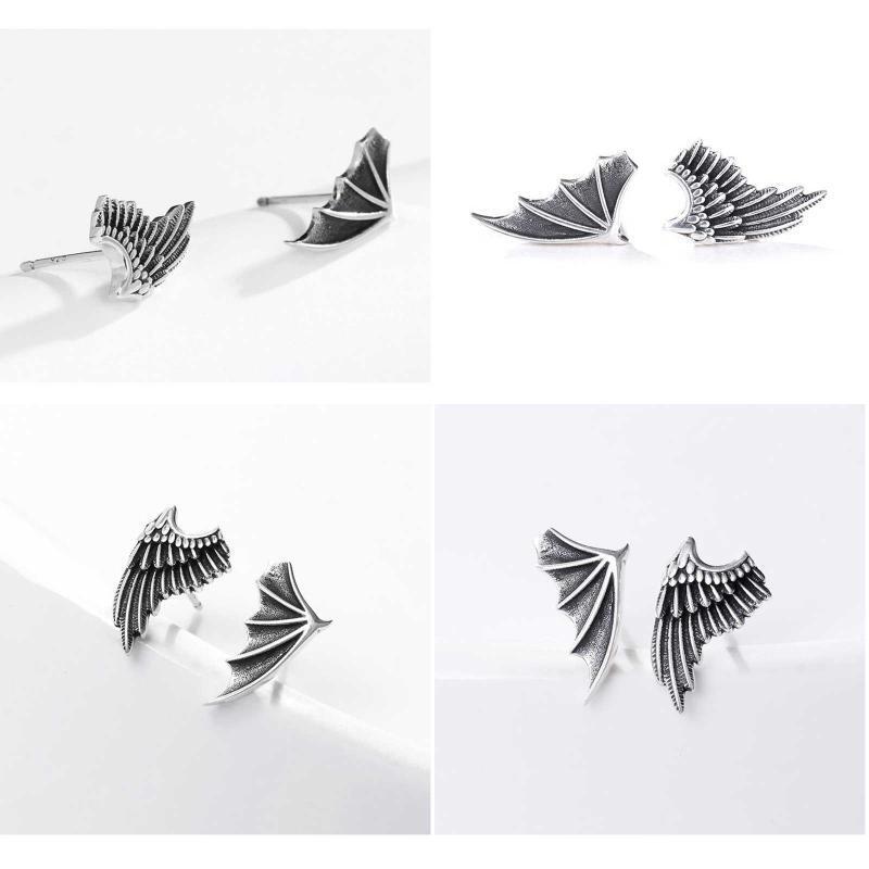 Asymmetric Angel Demon Wing Earrings Classic Temperament Distressed Stud Earring