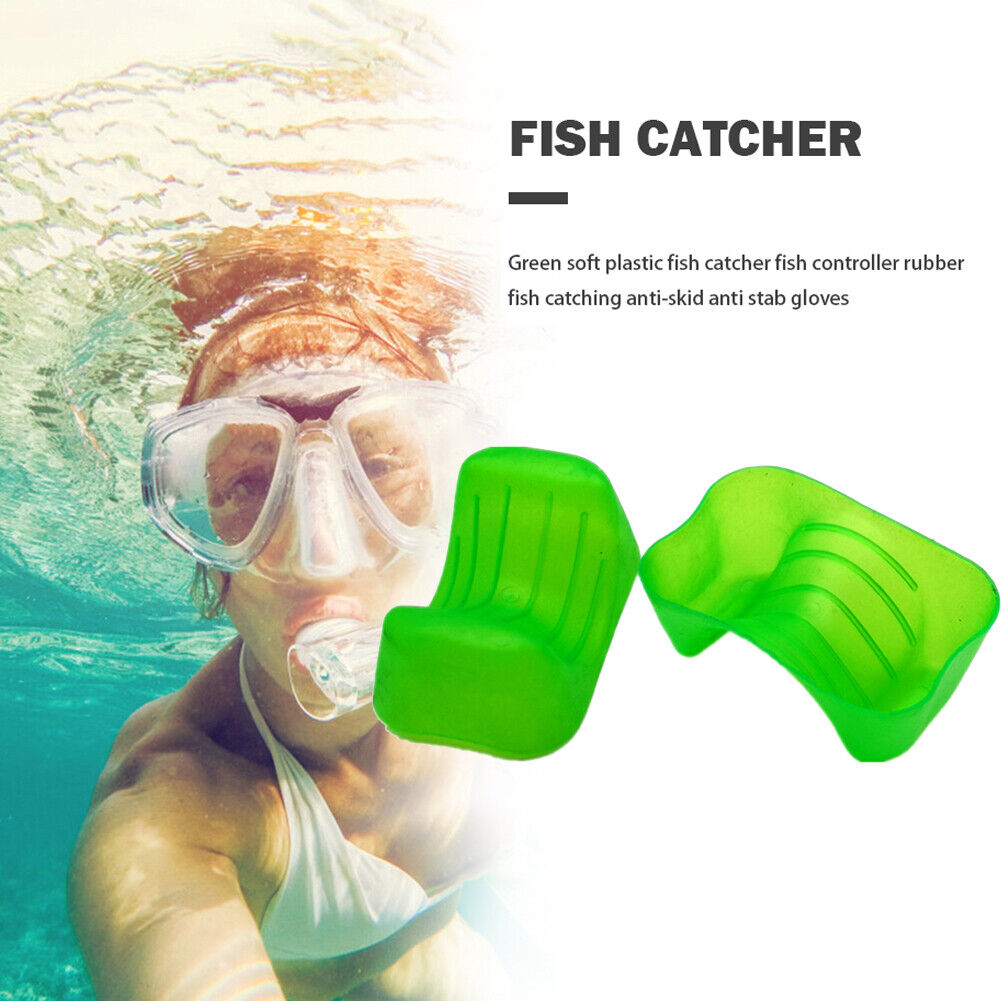 Plastic Anti-Slip Fishing Catch Gloves Hand Protection Fishing Gloves Green