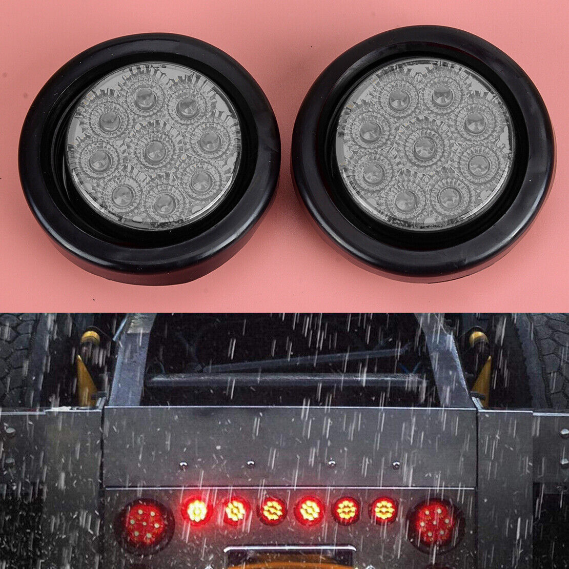 2Pcs 2" Round Red LED Side Marker Light Clearance Part Fit For Truck Trailer Van