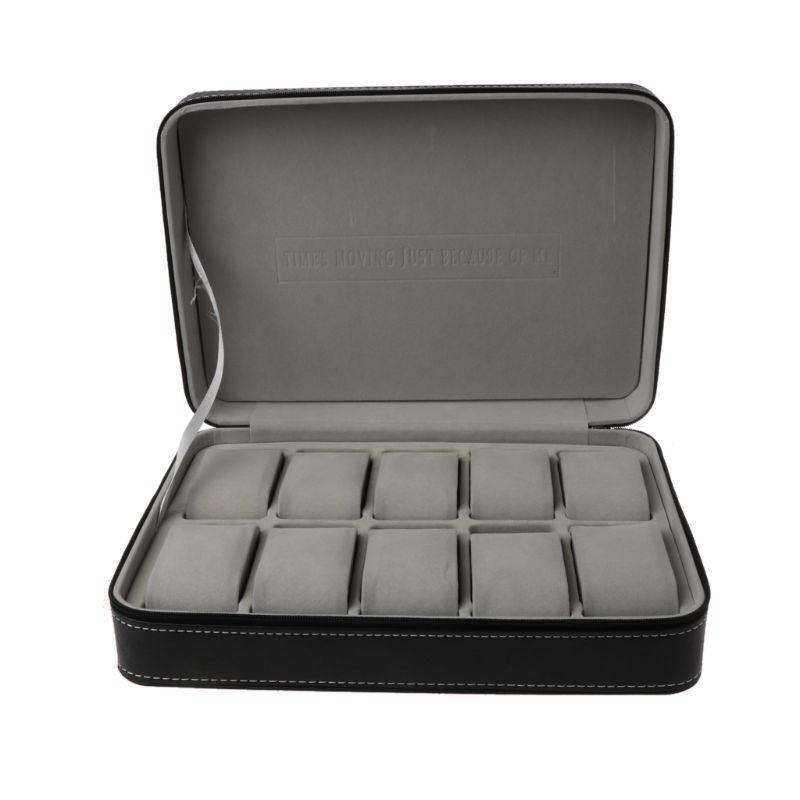 10 Grid Watch Bag Portable Travel Zipper Case Collector Storage Jewelry Box