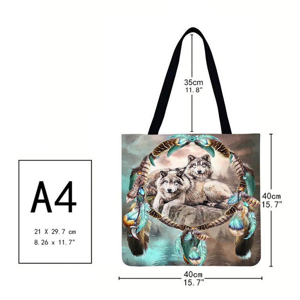 Wolf dream catcher Printed Shoulder Shopping Bag Casual Large Tote Handbag