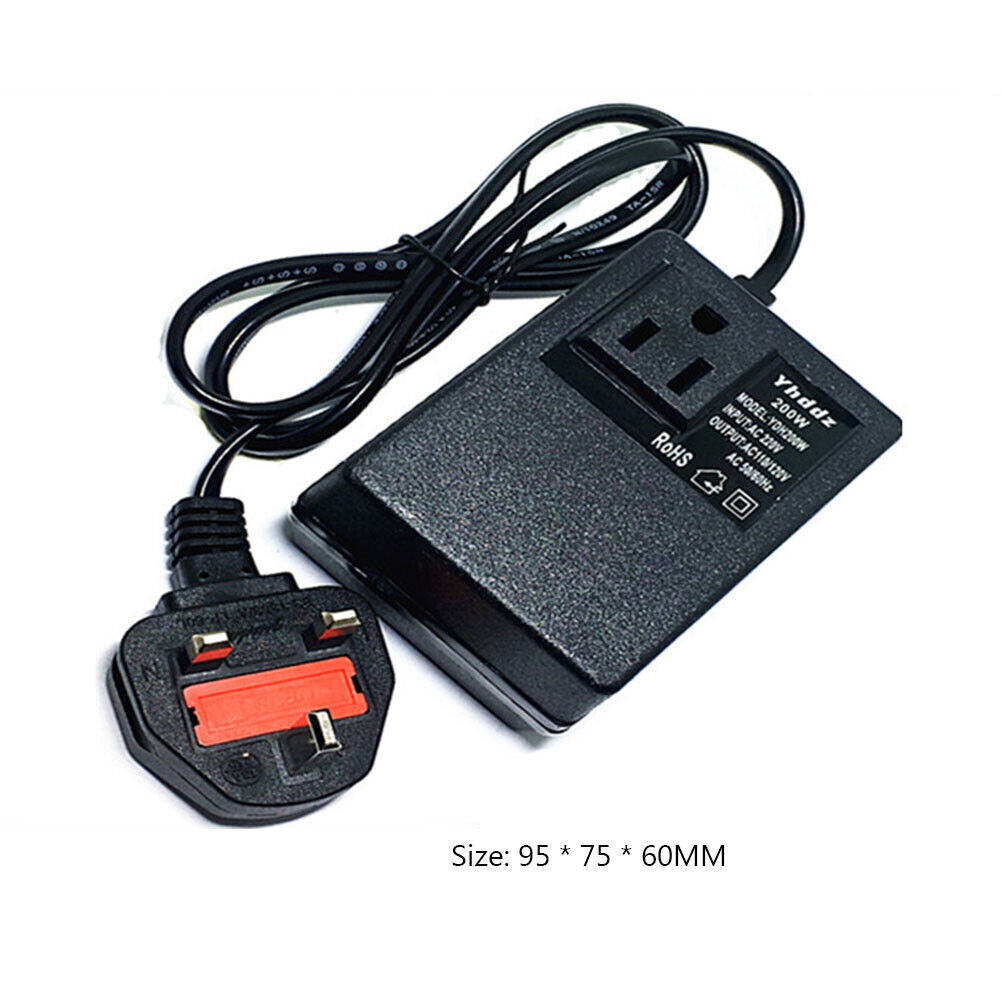200W 220V to 110V Voltage Converter Step Down Transformer Travel Adapter UK