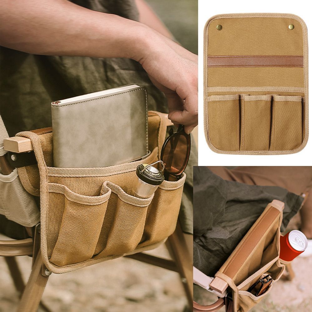 Outdoor Tool Storage Pocket Pouch Canvas Bag Handrail Hanging Bag Sundries Bag
