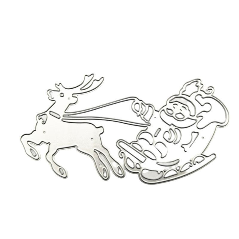 Christmas Santa Sleigh Elk Metal Cutting Dies Stencil DIY Embossing Template