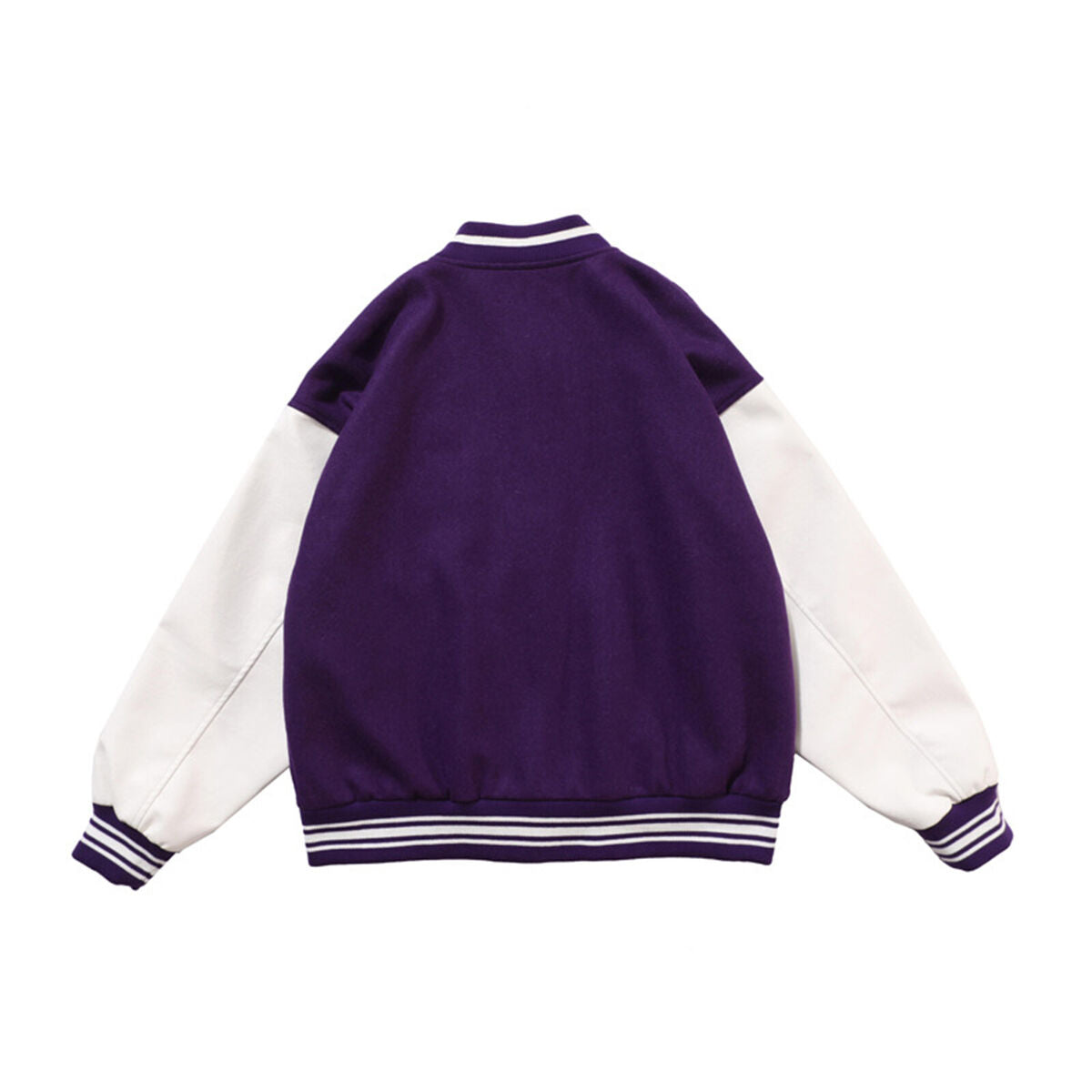 Letter Embroidered Jacket Leather Thick Baseball Uniform Coat (Purple 3XL)