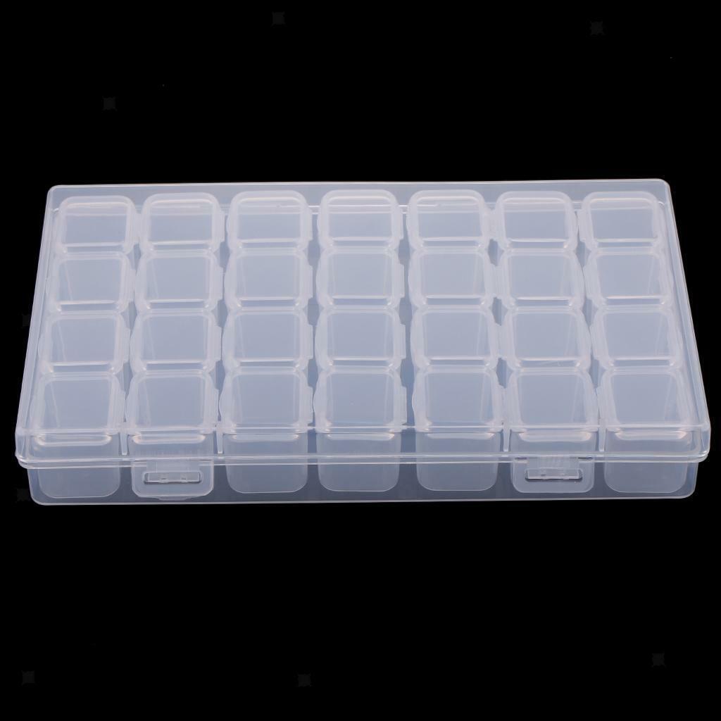 3pcs 28-Grid Clear Plastic Jewelry   Container Organizer