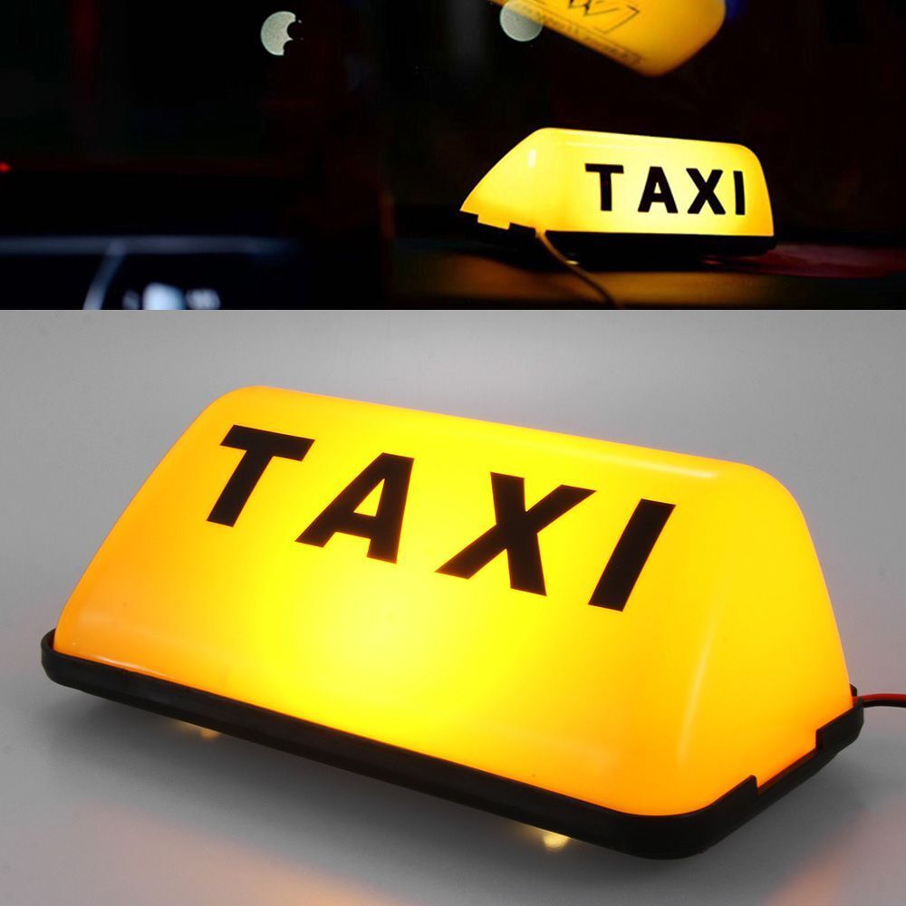 Yellow Base Adhesive Universal Taxi Sign Car Sign Lamp Cab Roof Top Topper 12V