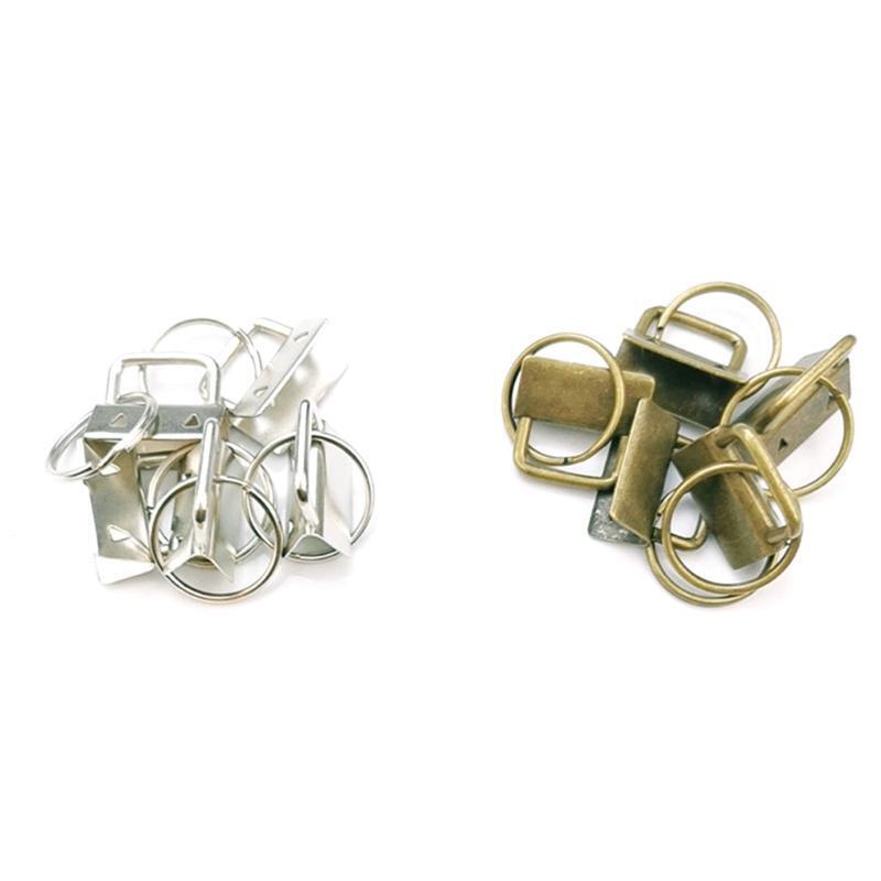42Pcs Key Fob Hardware with Split Rings Lanyard Wristlet Tail Clip Clasp Kits