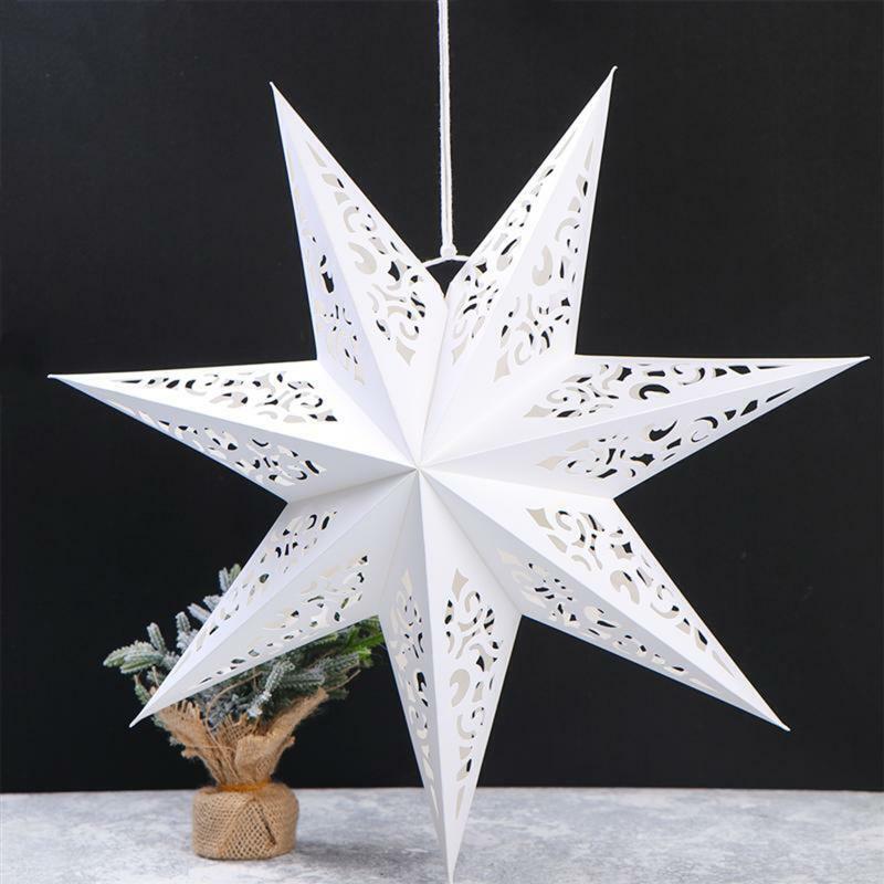 Hollow Out Eight Angle Paper Led Lantern Star Night Light Hanging Lamp Ornament