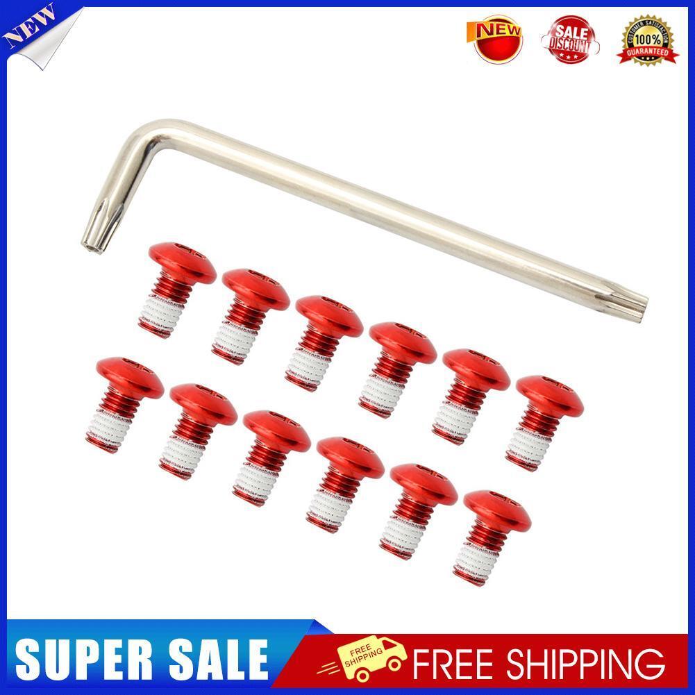 12pcs T25 M5 Bicycle Disc Brake Rotor Torx Bolts Bike Fix Screws (Red)