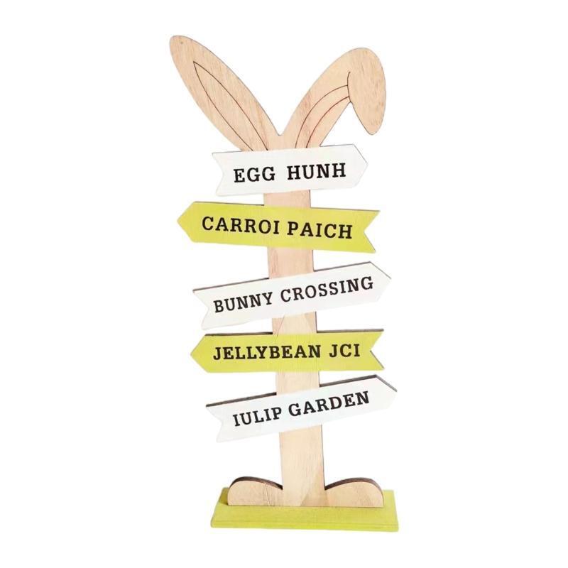 Easter Wooden Ornaments Cute Rabbit Bunny Decorations Wood DIY Craft Spring Sign
