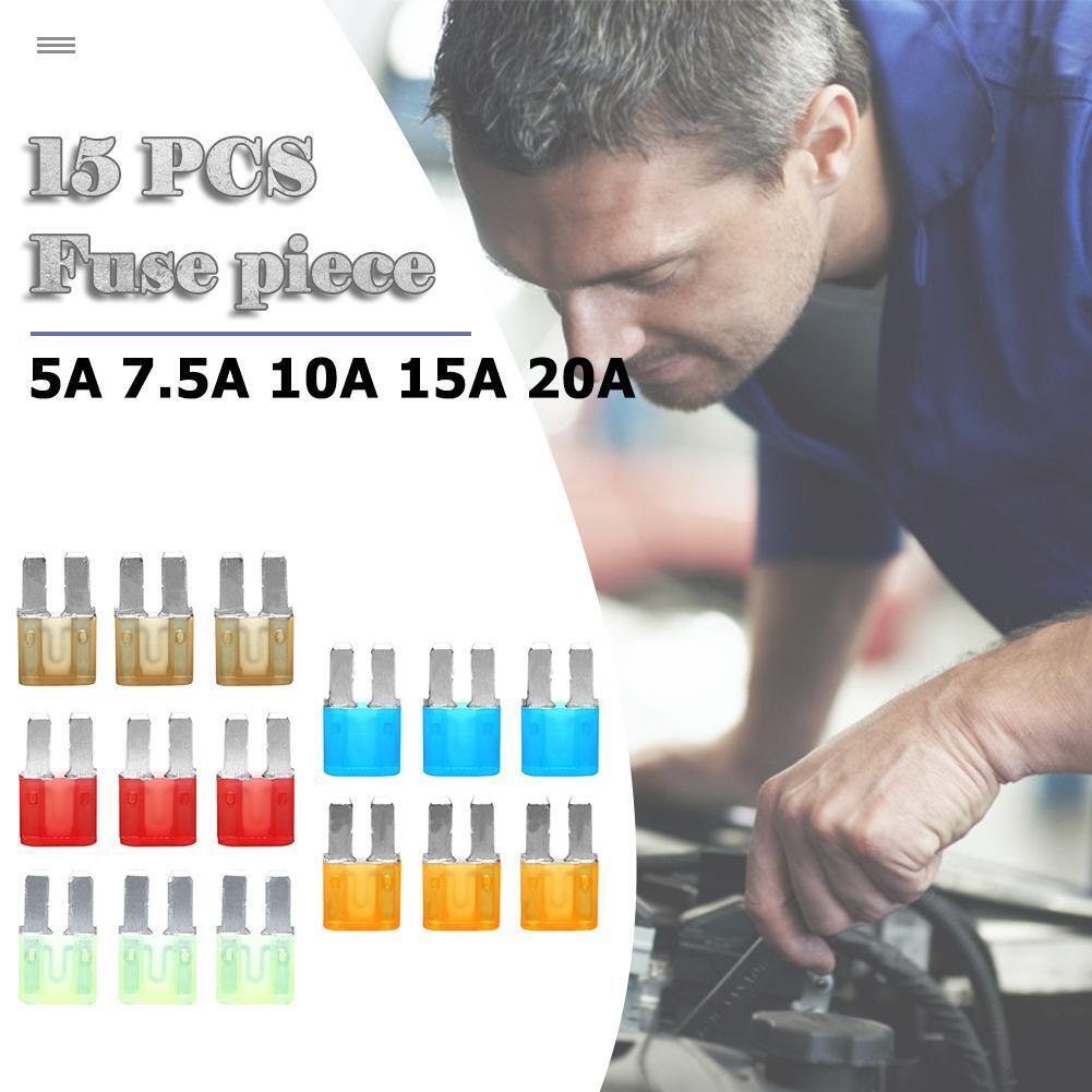 15pcs Micro2 Fuses 5A 7.5A 10A 15A 20A Car Auto Blade Fuse Assortment Kit