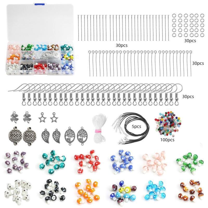 120x Mixed Mushroom Charm Bead Spacer Loose Beads Jewelry Findings Charm Decor