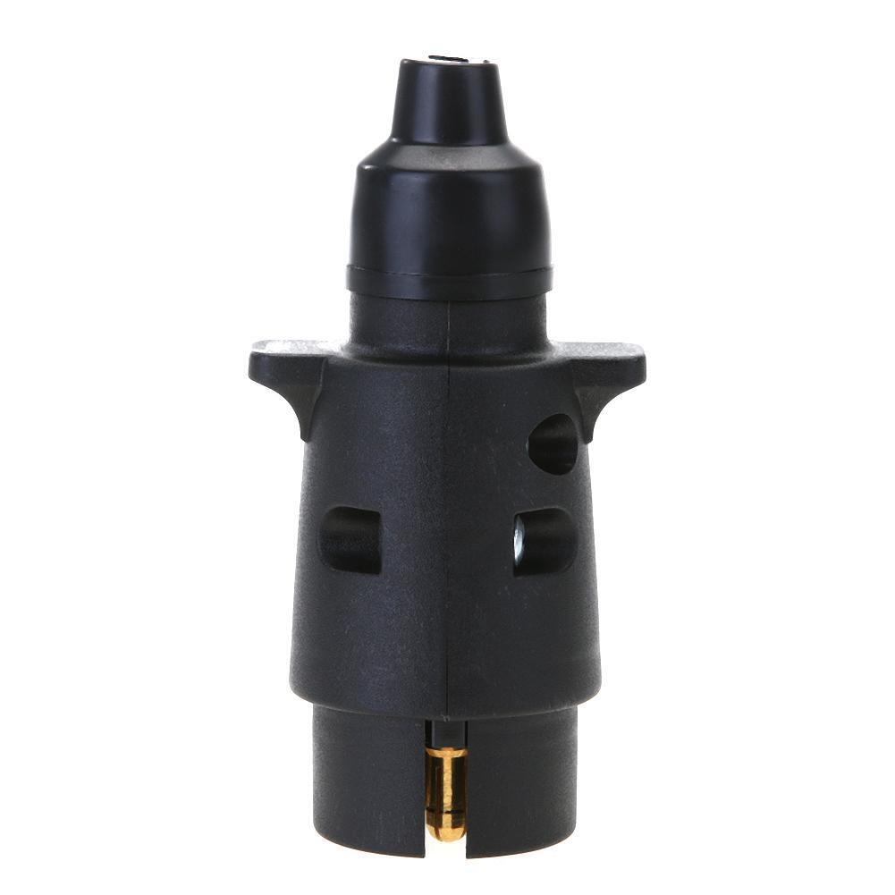 12V 7-Way Round Plastic RV Trailer Plug Connector Plug (Black)