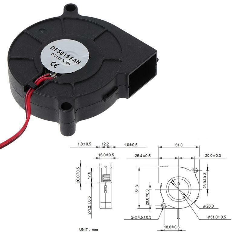 50 x 15mm Blower Fan 12V 5015 Oil Bearing Brushless Hotend Extruder Cooling Fan