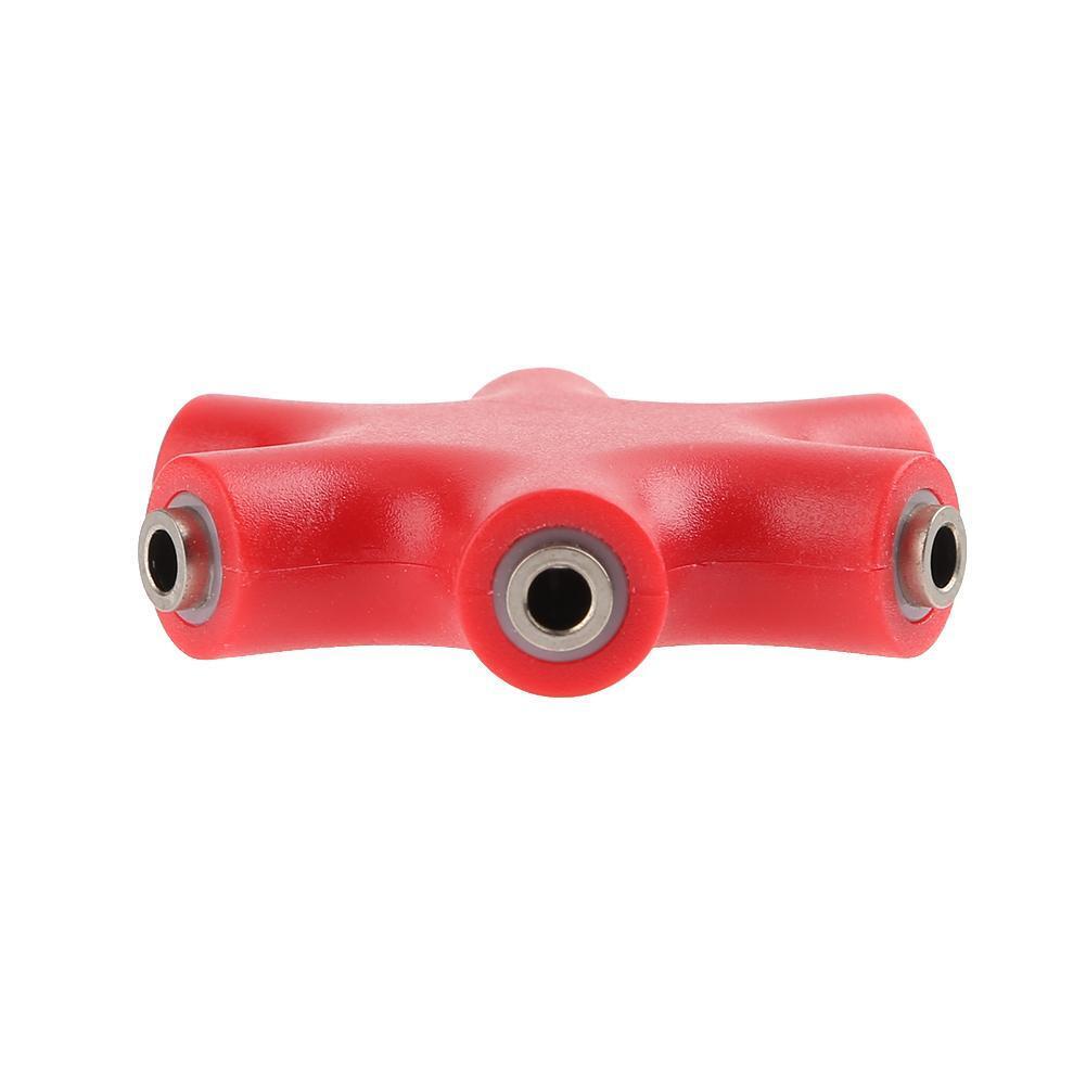 3.5mm Jack 6 Way Multi Port Hub Aux Headphone Audio Cable Adapter (Red)