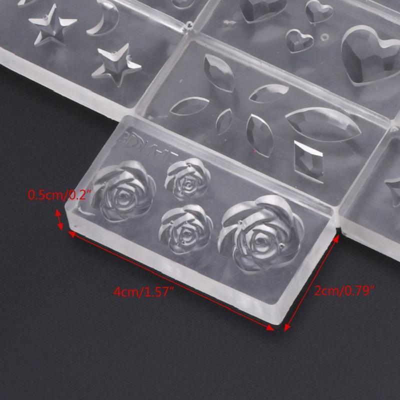 10Pcs DIY Nail Art Silicone Mold Leaves Flower Template Acrylic UV Gel DIY Tool