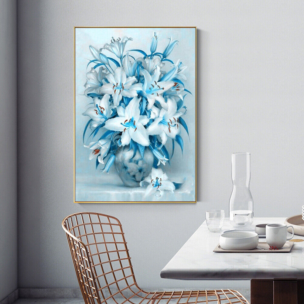 5D DIY Full Square Drill Elegant Flowers Cross Stitch Wall Diamond Painting