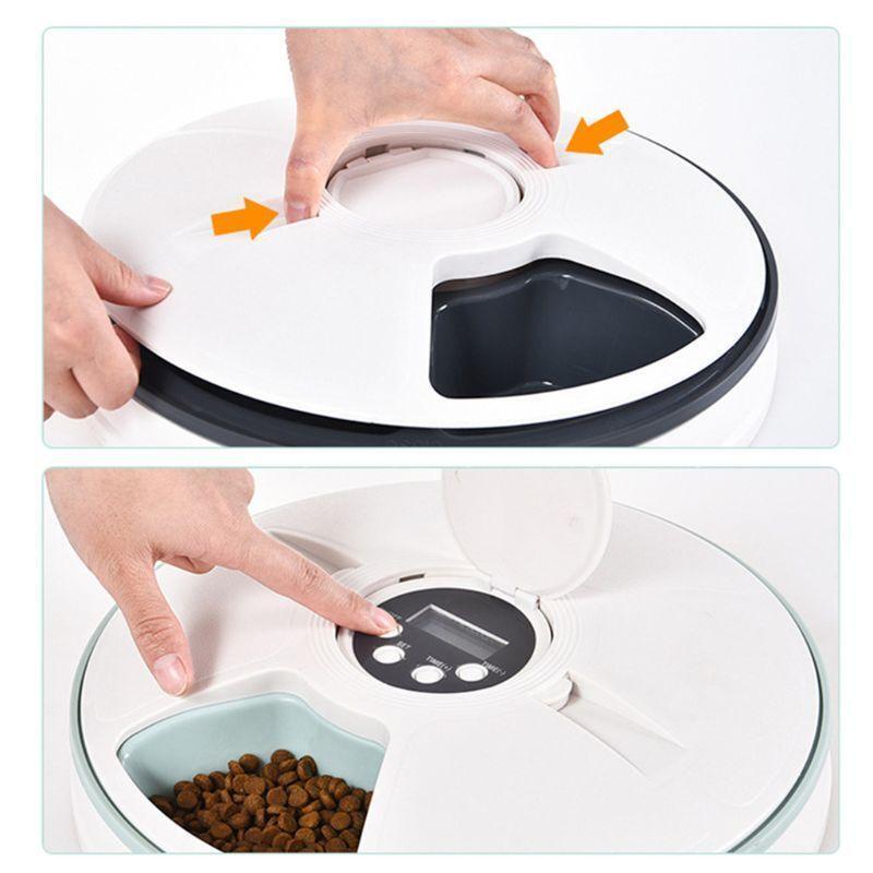 Automatic Pet Feeders 6-Meal Dog and Cat Programmable Animal Food Bowl Digital