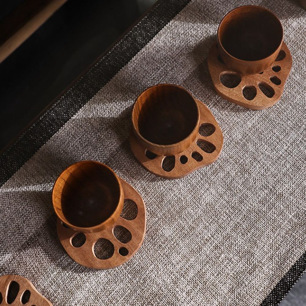 Coasters Dining Decor Coffee Mug Pad Tea Cup Mats Lotus Root Slice Wood Pads