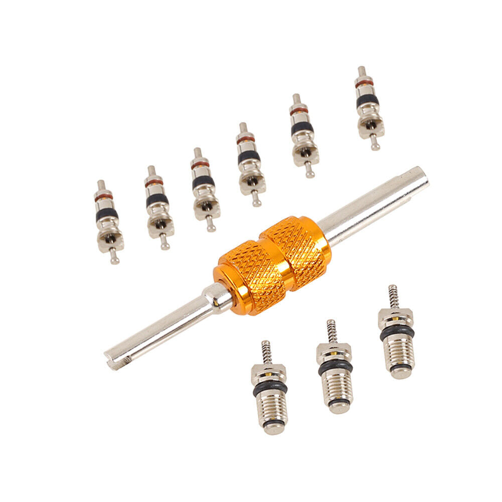 9pcs R134a Car A/C Air Conditioning Valve Cores with Remover Installer Tool