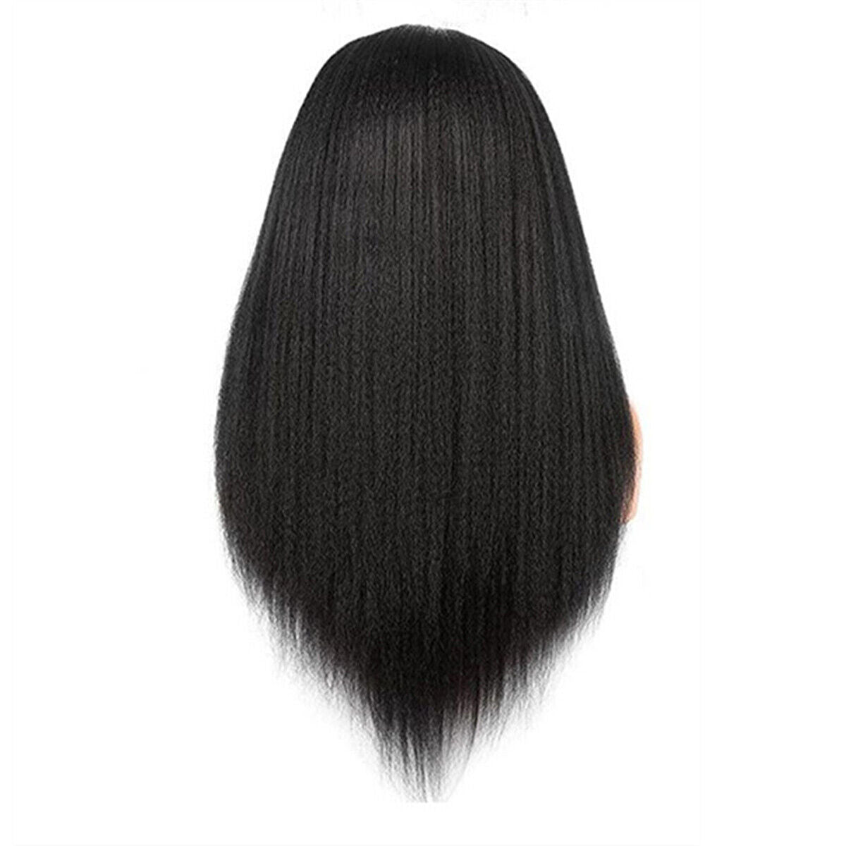 Synthetic Black Wig Kinky Straight Yaki Hair Lace Front Wigs Long Hair for Women