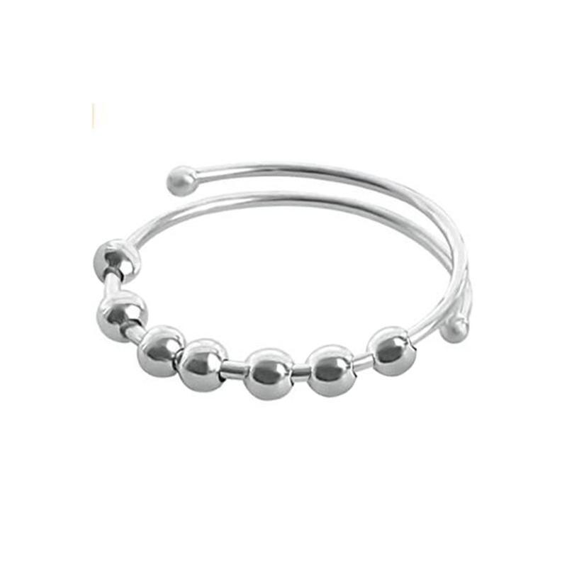 1 Pc Seven Beads Fidget Anxiety Rings for Ladies Girl Anxiety Stress Relief Ring