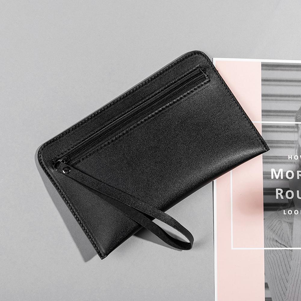 Women Solid Zipper Clutch Wallet Leather Coin Purse Soft Phone Bags (Black)