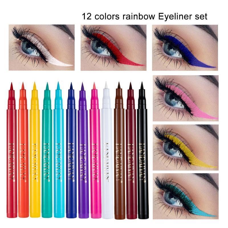 12 Colors Matte Colorful Liquid Eyeliner Set Great Versatility Waterproof