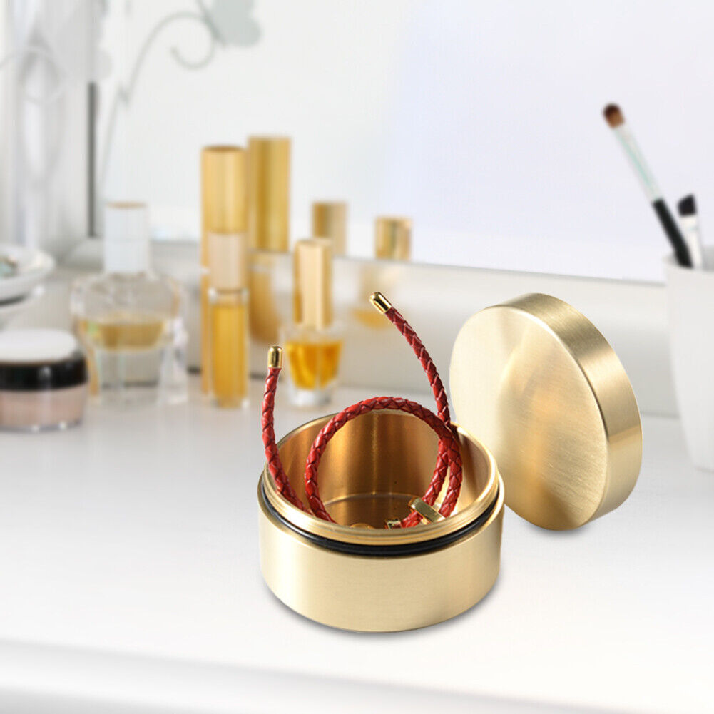Brass Seal Cabin Medicine Drug Metal Jewelry Storage Cases Pill Holder (M)