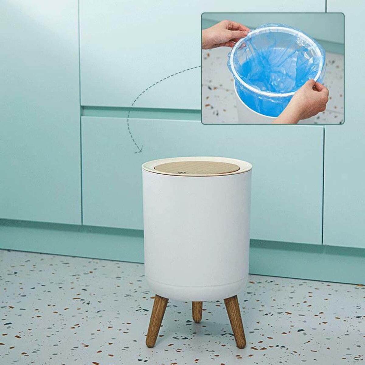 Fashion  Trash Can Press Lid High Foot Bedroom Toilet  Waste Bin