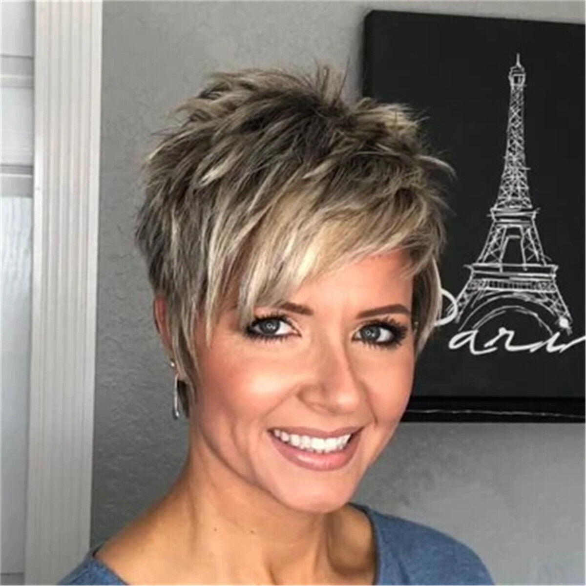 Women Natural Short Straight Wavy Curly Pixie Cut BOB Wig Casual Hair Wigs
