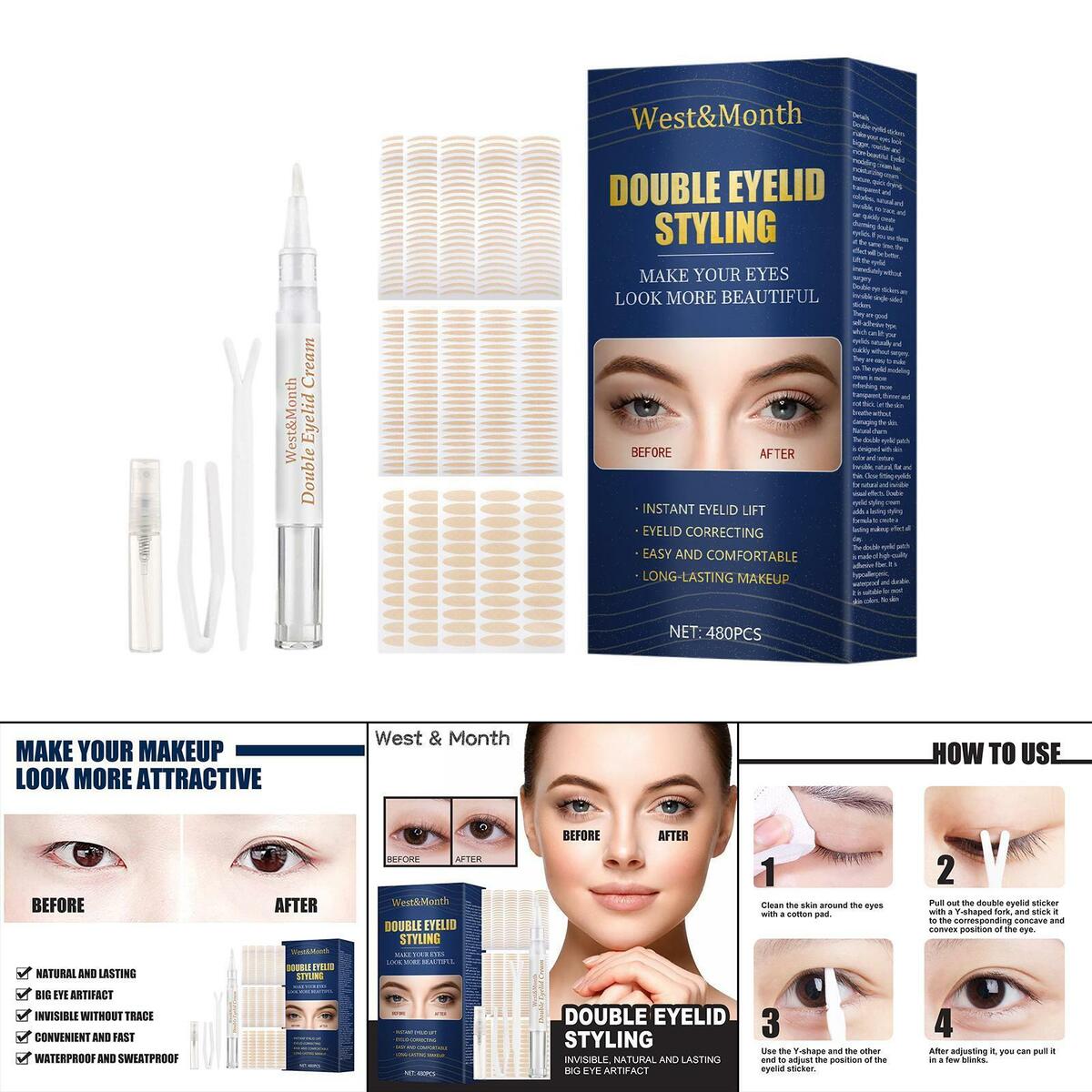 480x Invisible Double Eyelid Tape Self Adhesive Big Eye Breathable