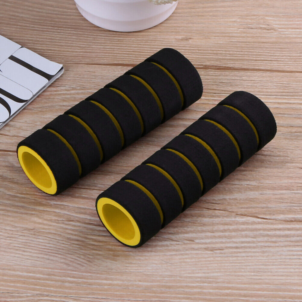 1 Pair Bike Bicycle Handle Bar Sponge Grip Cover Bar Grips Sleeve (Yellow)