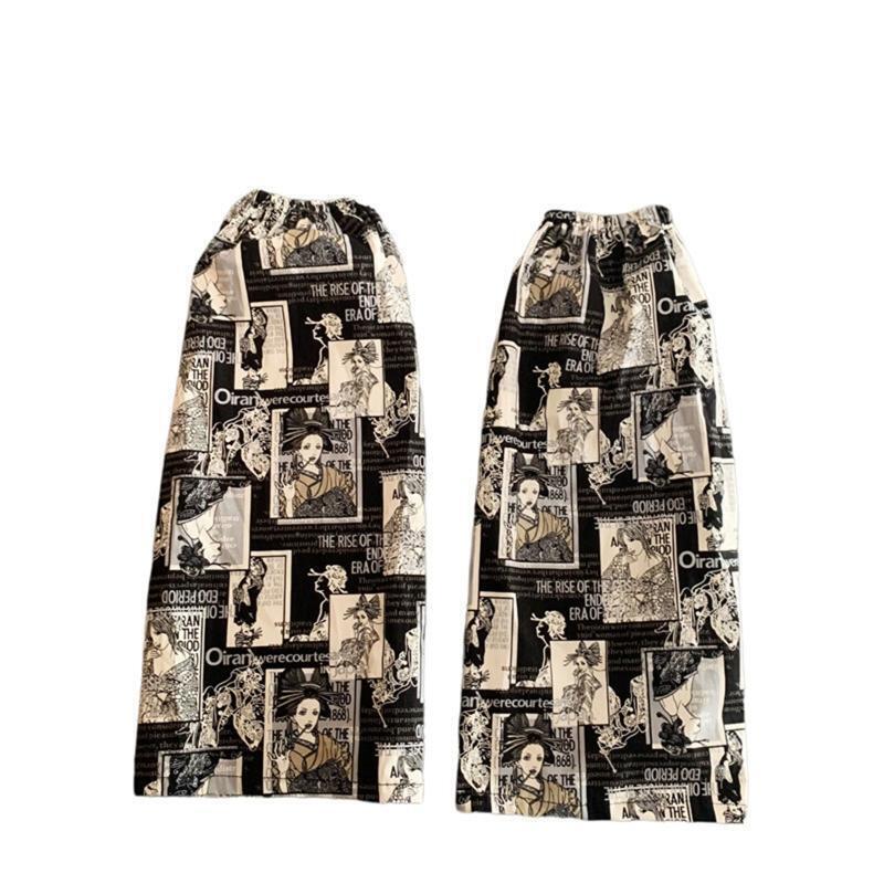 Women Punk Baggy Leg Warmers Harajuku Japanese Anime Geisha Print Foot Cover