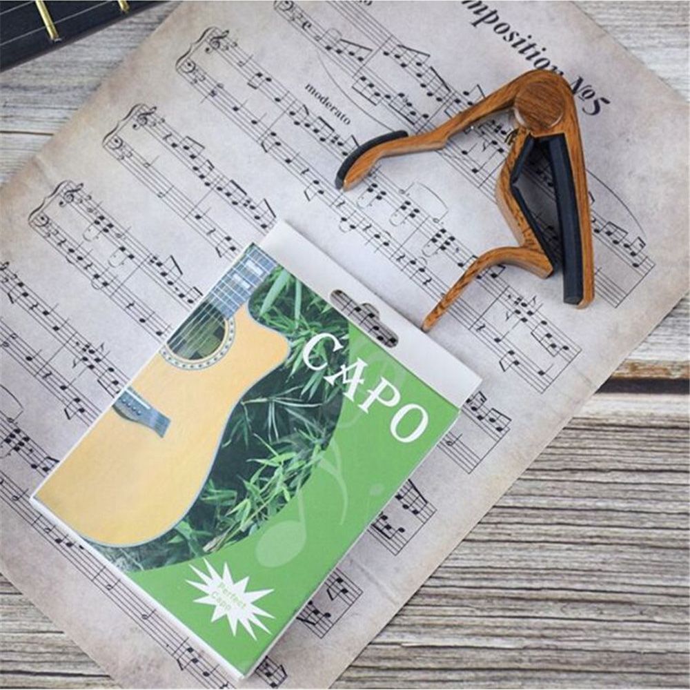Metal Ukulele Quick Change Guitar Capo Wood Grain Clamp Tone Changing Clip