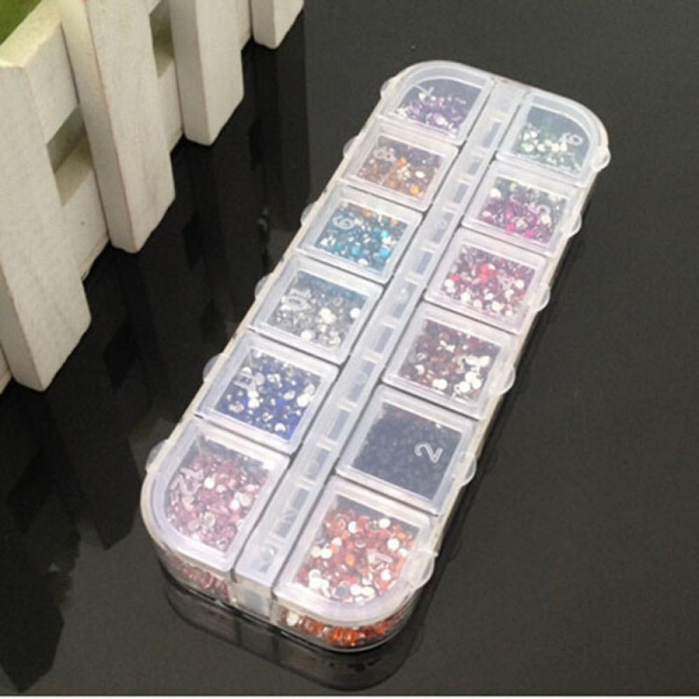 3600Pcs Women Glitter Manicure DIY Acrylic Tips Rhinestone Nail Art UV Gel