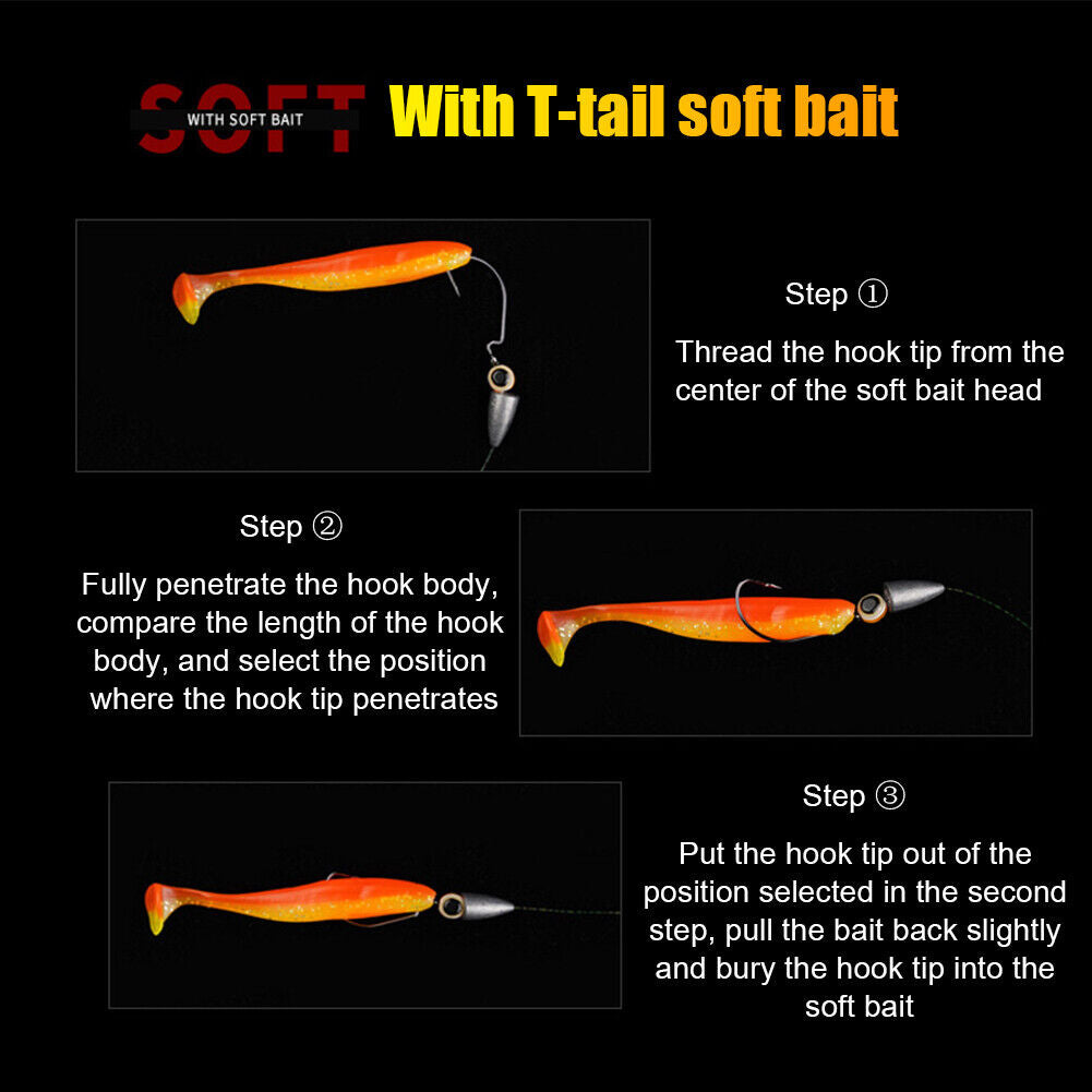 5pcs/Lot Texas Rig Set Hooks for Bass Fish Carolina Fishing Rigged Tackle