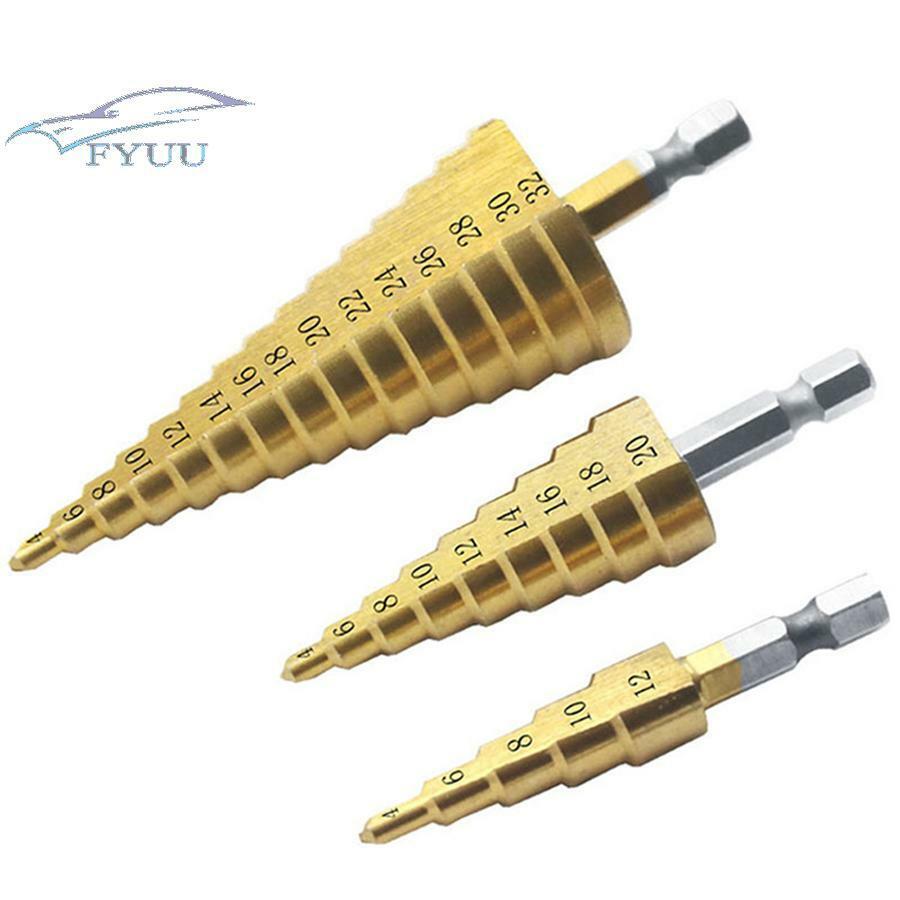 Car Body Repair Sheet Metal Tool 4-12/20/32mm Hex Titanium Step Cone Drill Bit